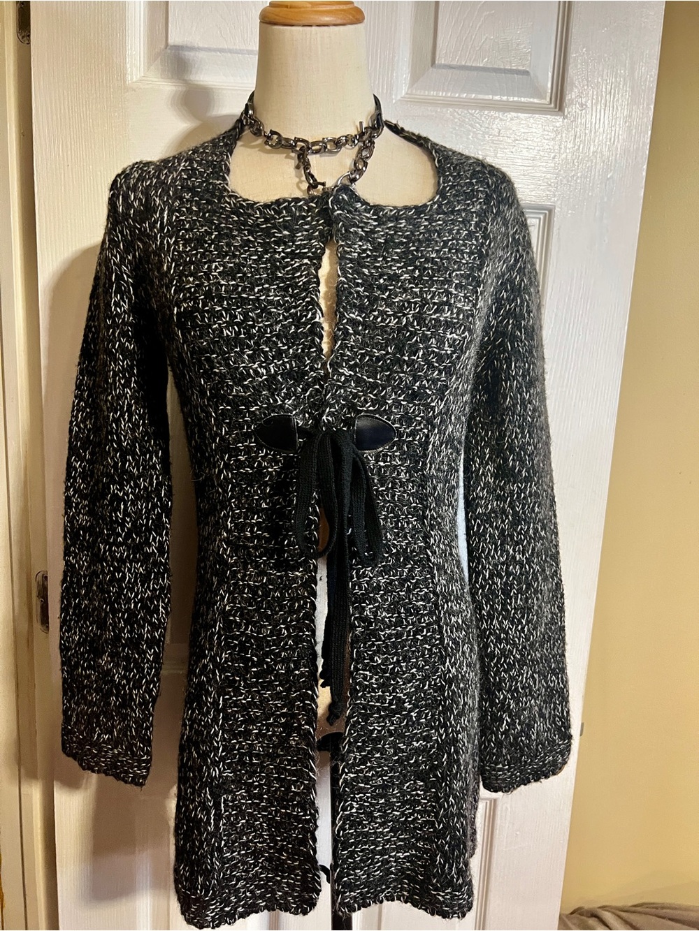Berretti Italy Wms Wool Blend Knit Boho Tie Front Cardigan S